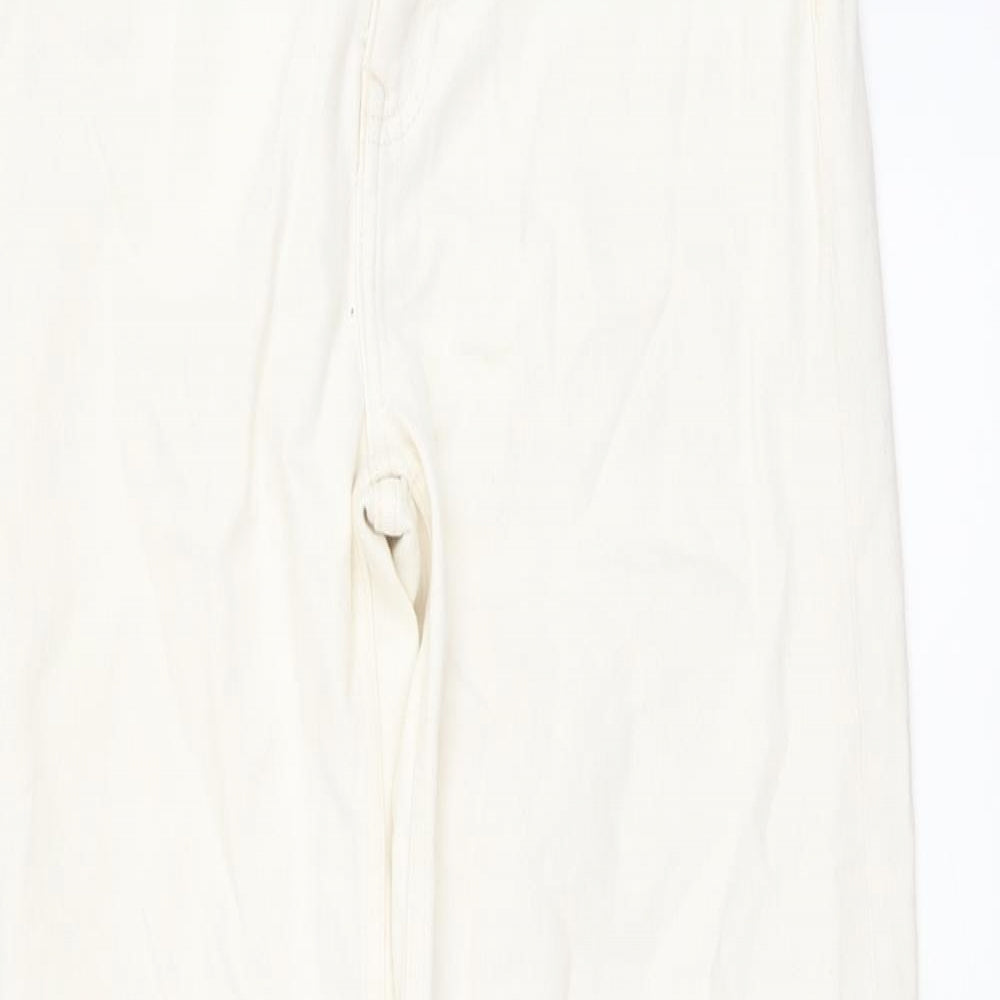 Denim & Co. Womens Beige Cotton Straight Jeans Size 12 L31 in Regular Button