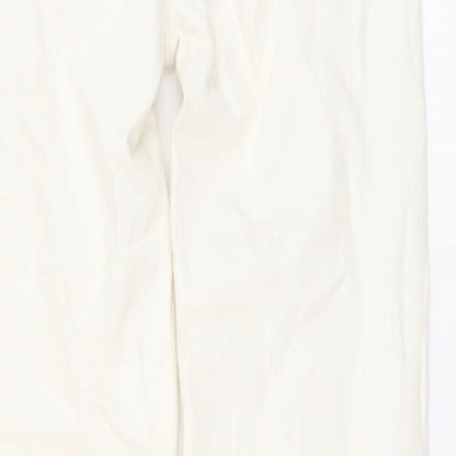 Denim & Co. Womens Beige Cotton Straight Jeans Size 12 L31 in Regular Button