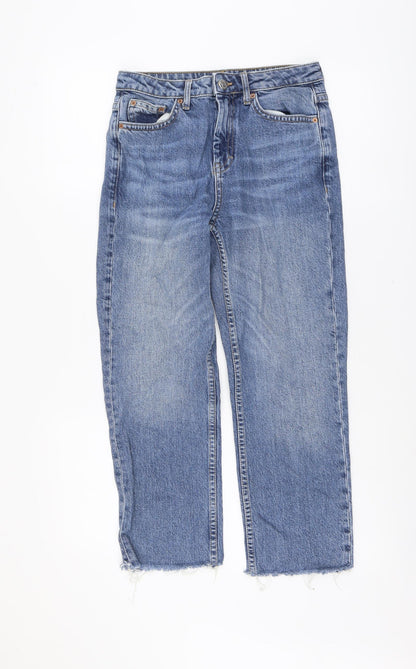 Topshop Womens Blue Cotton Straight Jeans Size 26 L24 in Regular Button