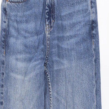 Topshop Womens Blue Cotton Straight Jeans Size 26 L24 in Regular Button