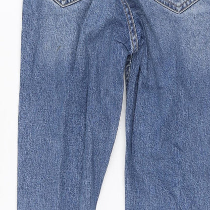 Topshop Womens Blue Cotton Straight Jeans Size 26 L24 in Regular Button