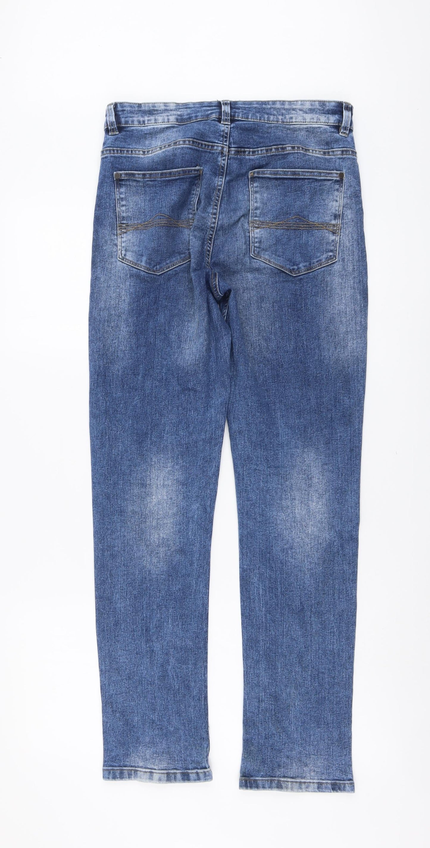 NEXT Womens Blue Cotton Straight Jeans Size 28 in L29 in Regular Button