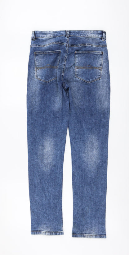 NEXT Womens Blue Cotton Straight Jeans Size 28 in L29 in Regular Button