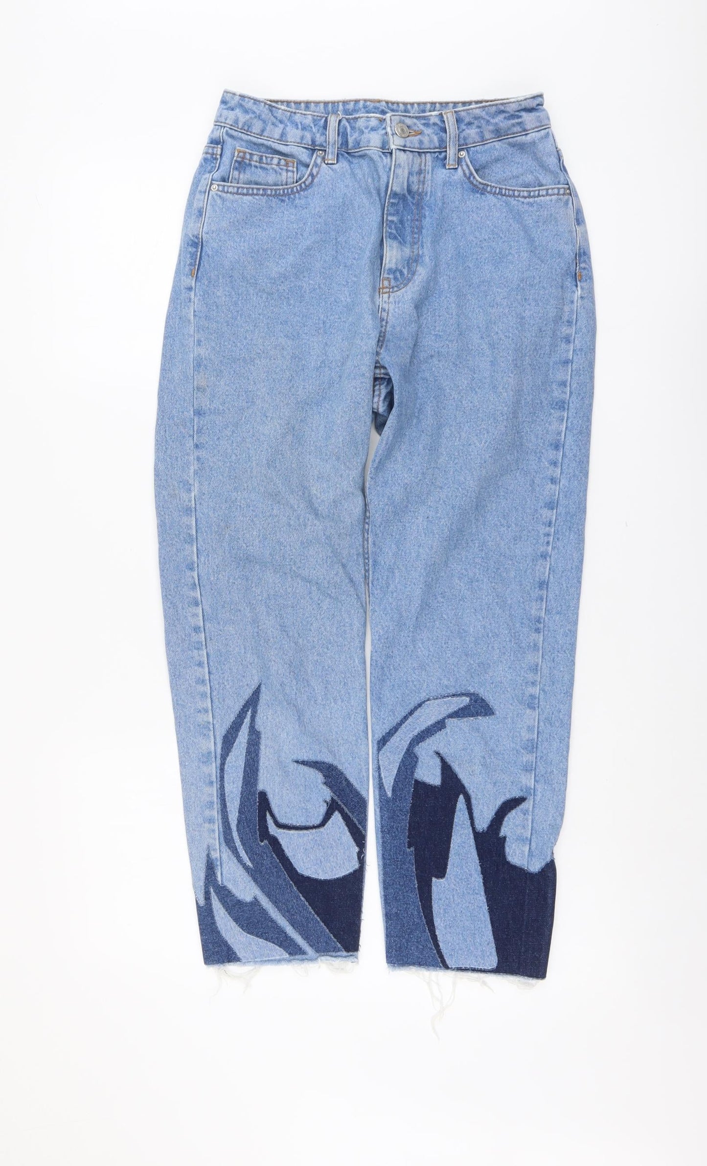 Topshop Womens Blue Cotton Mom Jeans Size 26 in L25 in Regular Button