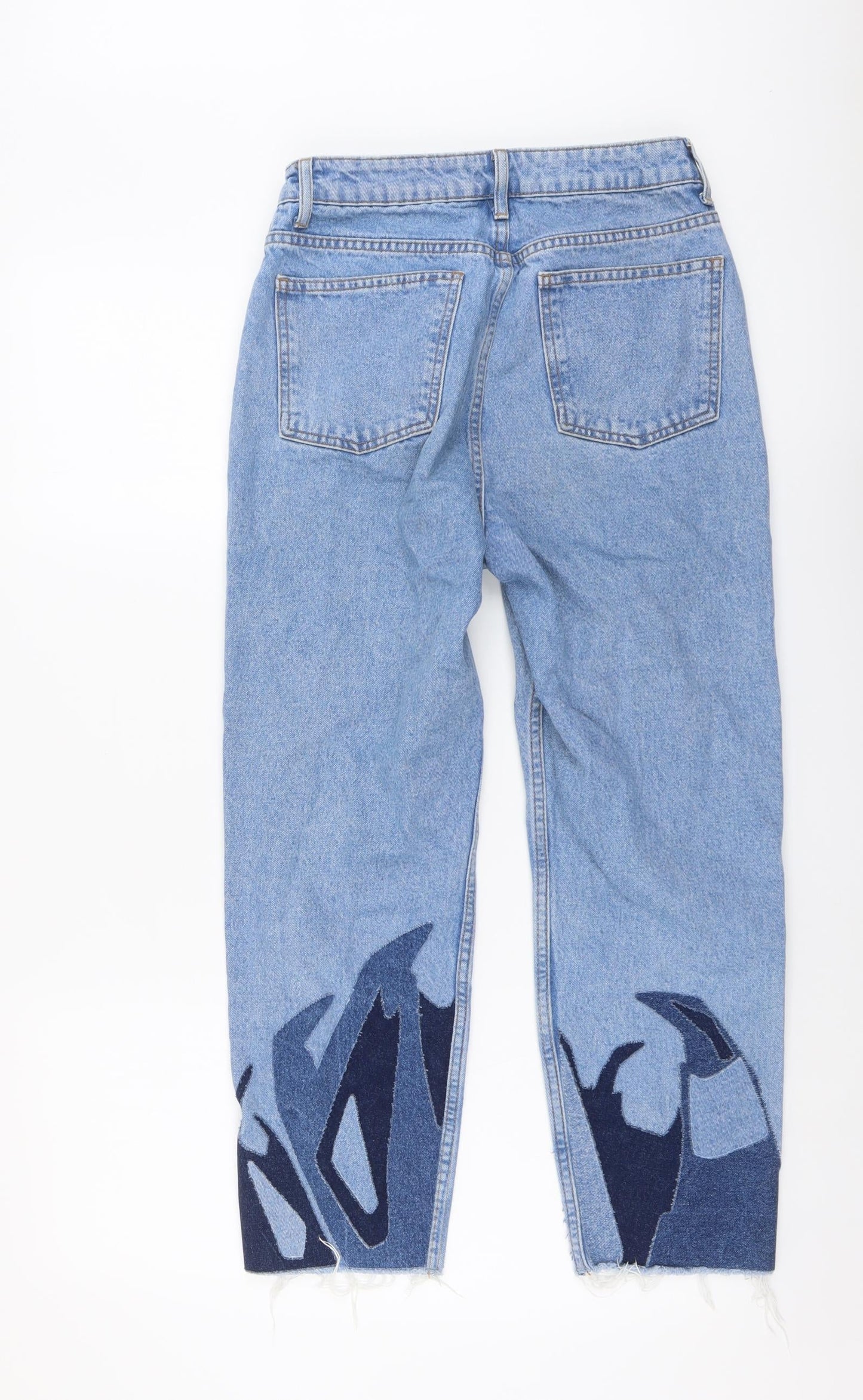 Topshop Womens Blue Cotton Mom Jeans Size 26 in L25 in Regular Button