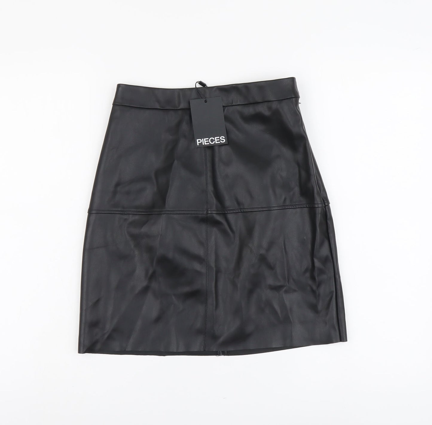 Pieces Womens Black Polyester A-Line Skirt Size XS Button