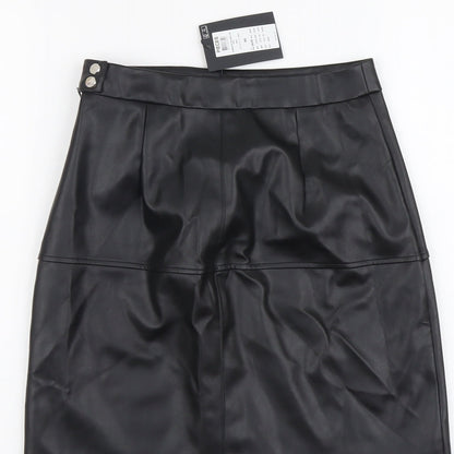 Pieces Womens Black Polyester A-Line Skirt Size XS Button
