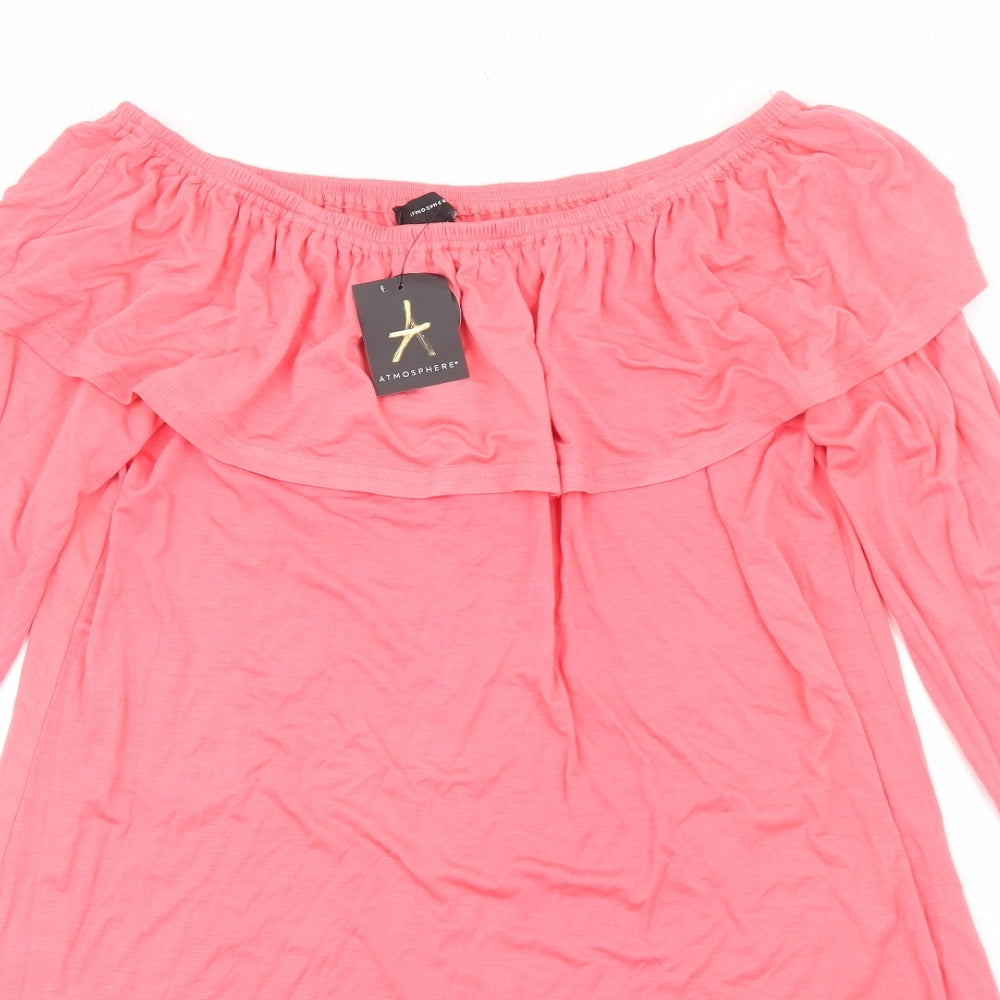 Atmosphere Womens Pink Viscose A-Line Size 14 Off the Shoulder Pullover - Bardot