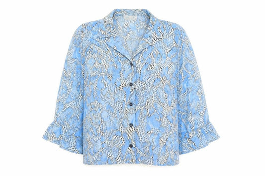 Womens UK Size 10 Preworn Blue Basic Button-Up