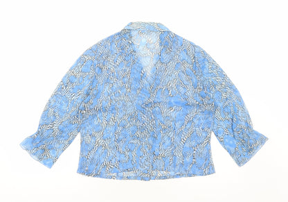 Womens UK Size 10 Preworn Blue Basic Button-Up