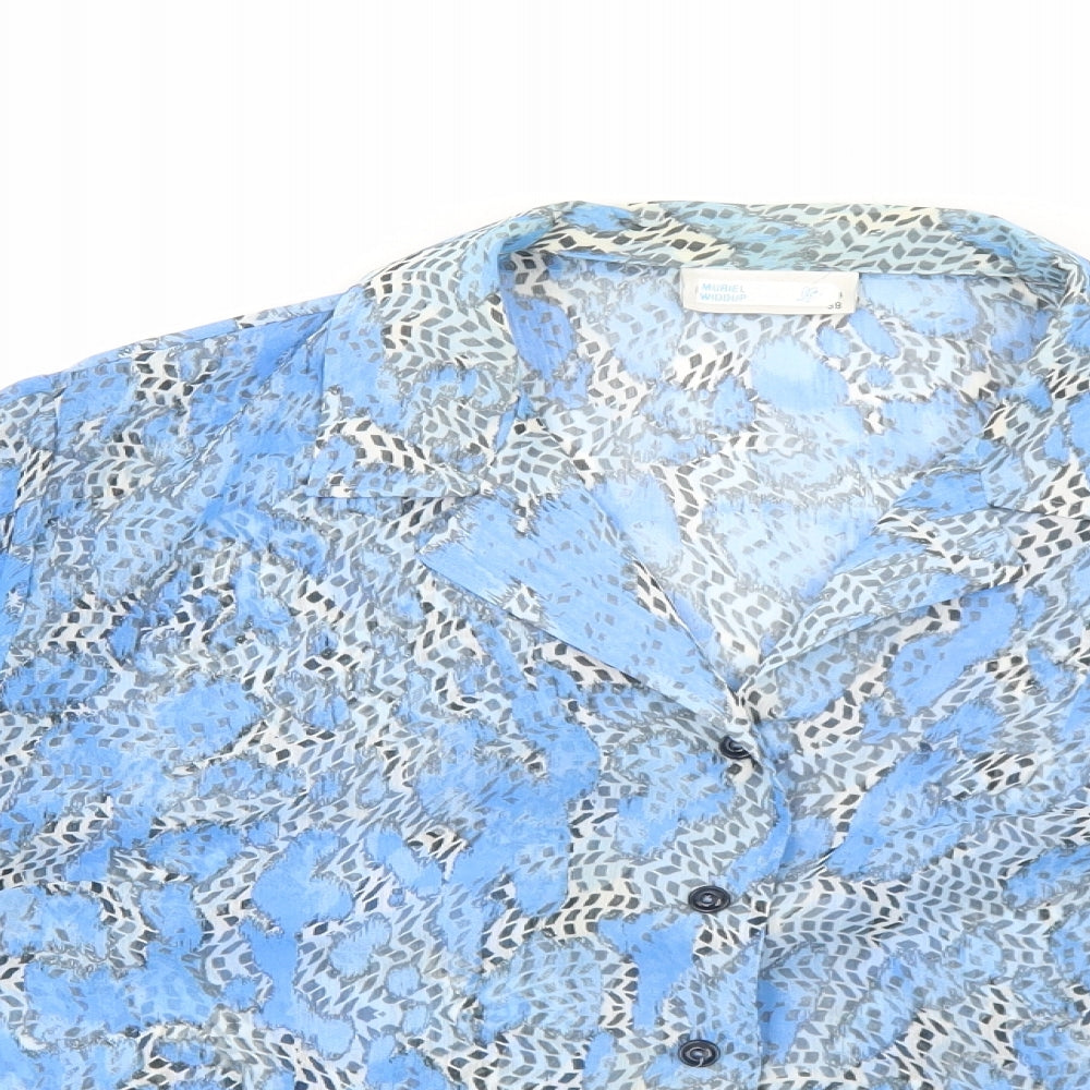 Womens UK Size 10 Preworn Blue Basic Button-Up
