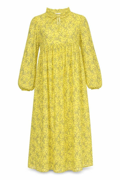 Nakd Womens Yellow Floral Polyester A-Line Size 6 V-Neck Pullover - Tie Neck Detail
