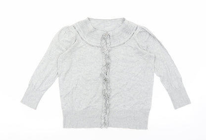 Womens UK Size 14 Debenhams Grey Cardigan Jumper