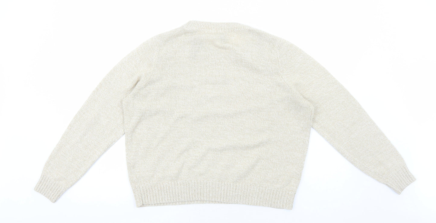 H&M Womens Beige Round Neck Acrylic Pullover Jumper Size L