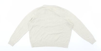 H&M Womens Beige Round Neck Acrylic Pullover Jumper Size L