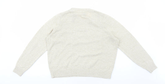 H&M Womens Beige Round Neck Acrylic Pullover Jumper Size L