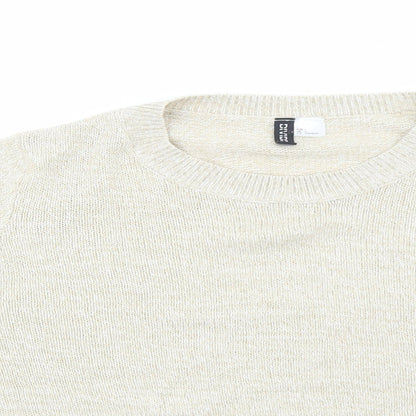 H&M Womens Beige Round Neck Acrylic Pullover Jumper Size L