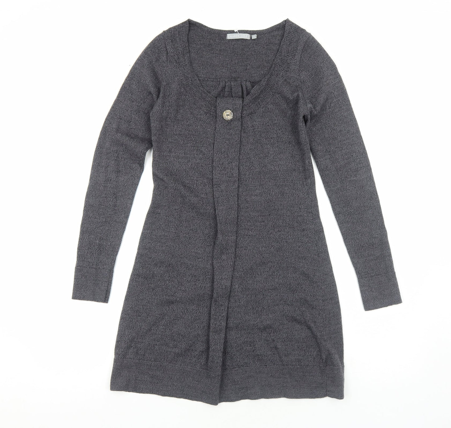 Karen Cole Womens Grey Acrylic Jumper Dress Size S Scoop Neck Pullover