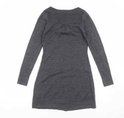 Karen Cole Womens Grey Acrylic Jumper Dress Size S Scoop Neck Pullover