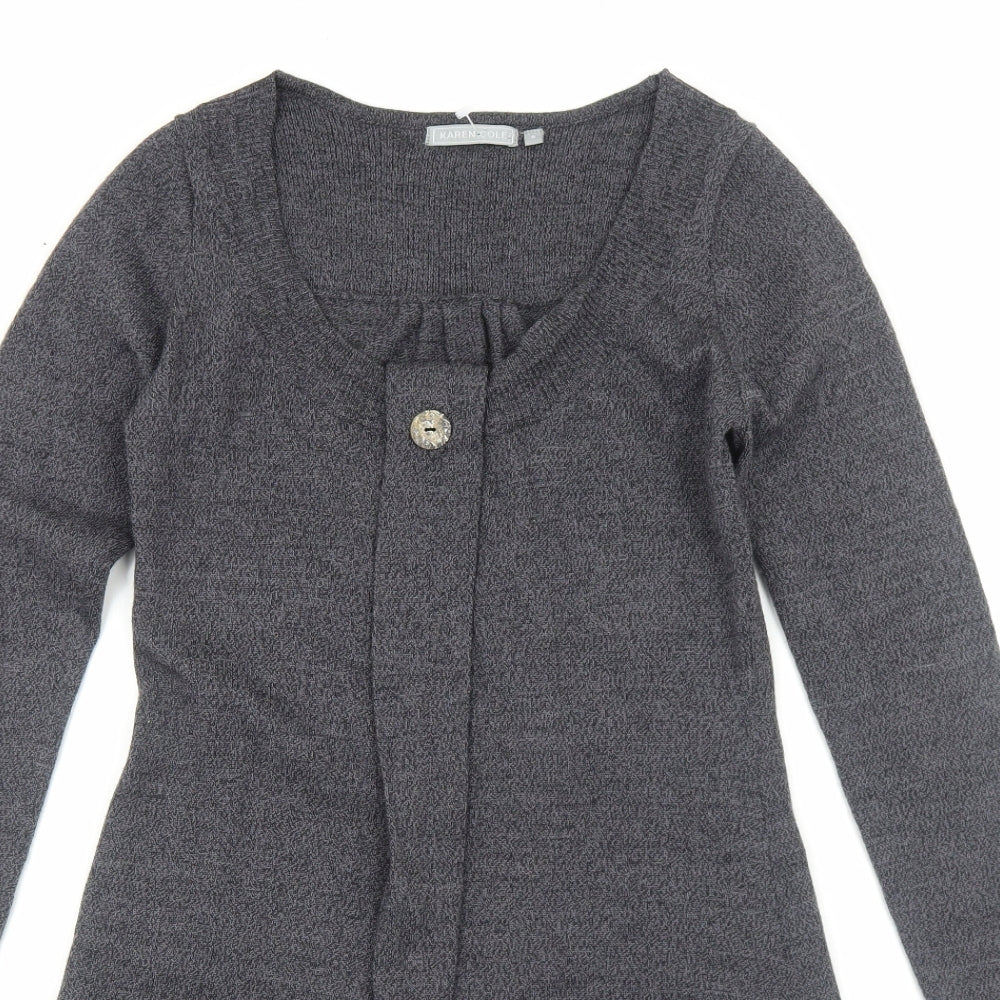Karen Cole Womens Grey Acrylic Jumper Dress Size S Scoop Neck Pullover