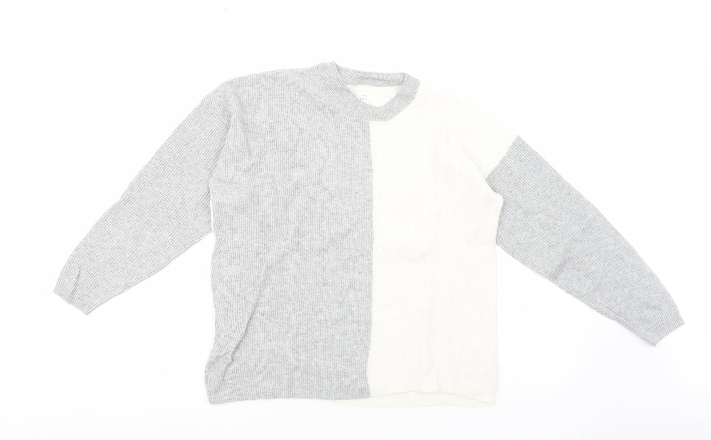 John Lewis Womens Grey Round Neck Nylon Pullover Jumper Size 16 - Colourblock