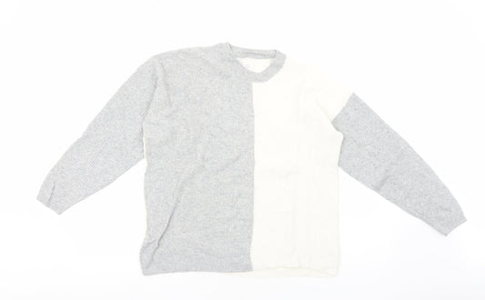 John Lewis Womens Grey Round Neck Nylon Pullover Jumper Size 16 - Colourblock