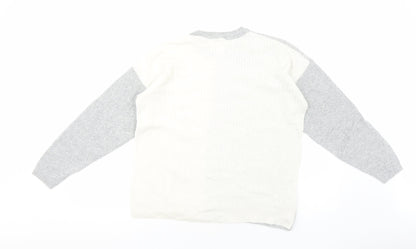 John Lewis Womens Grey Round Neck Nylon Pullover Jumper Size 16 - Colourblock