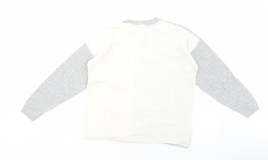 John Lewis Womens Grey Round Neck Nylon Pullover Jumper Size 16 - Colourblock