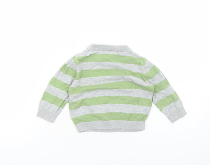Cherokee Girls Green Striped Cotton Pullover Jumper Size 9-12 Months Pullover