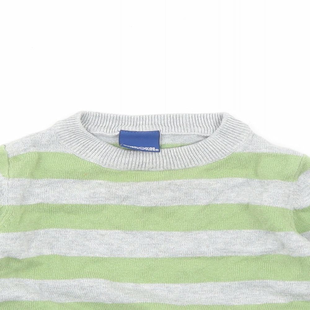 Cherokee Girls Green Striped Cotton Pullover Jumper Size 9-12 Months Pullover