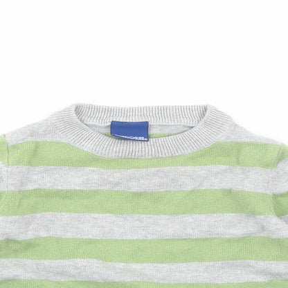 Cherokee Girls Green Striped Cotton Pullover Jumper Size 9-12 Months Pullover