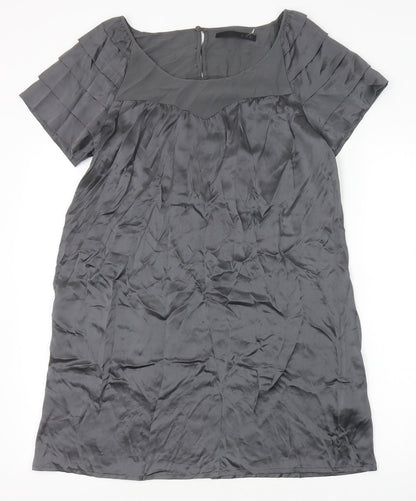 Set Womens Grey Silk Shift Size 10 Scoop Neck Pullover