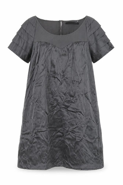 Set Womens Grey Silk Shift Size 10 Scoop Neck Pullover