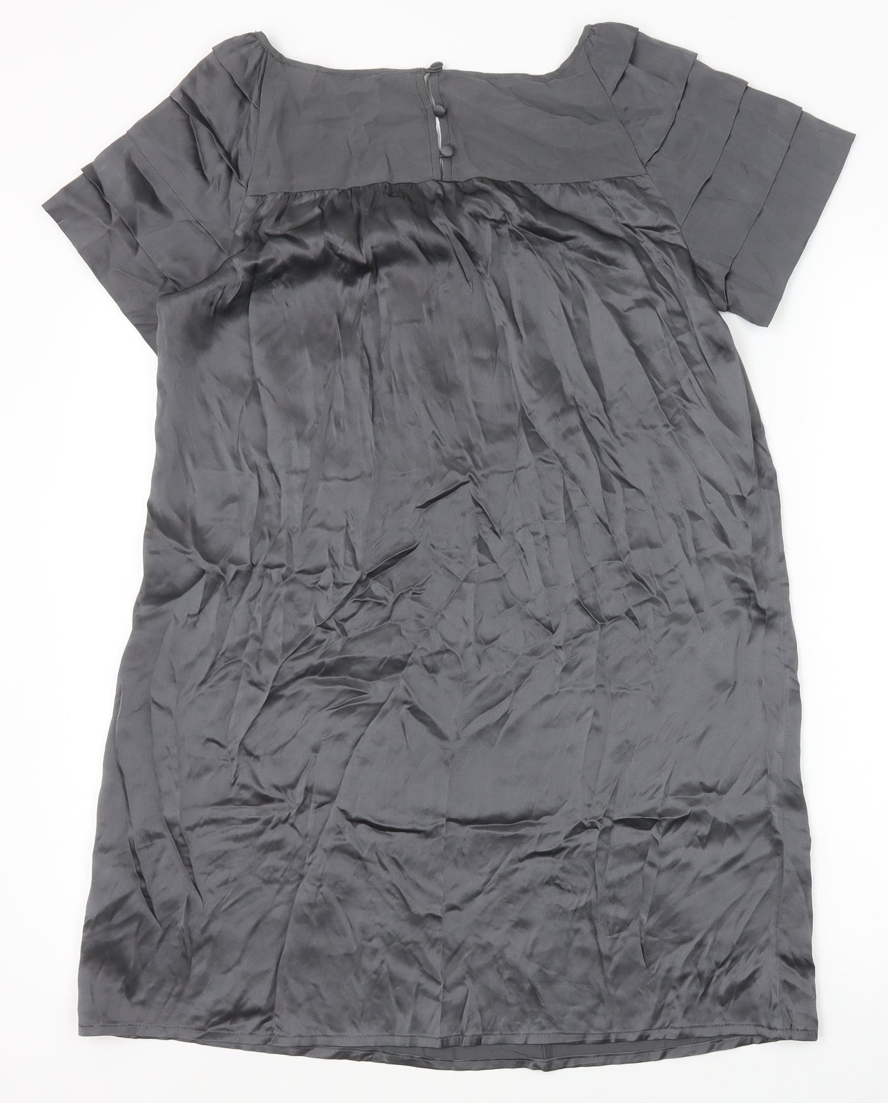 Set Womens Grey Silk Shift Size 10 Scoop Neck Pullover