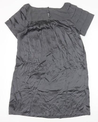 Set Womens Grey Silk Shift Size 10 Scoop Neck Pullover