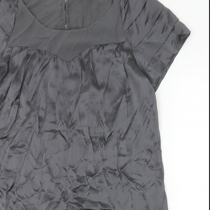 Set Womens Grey Silk Shift Size 10 Scoop Neck Pullover