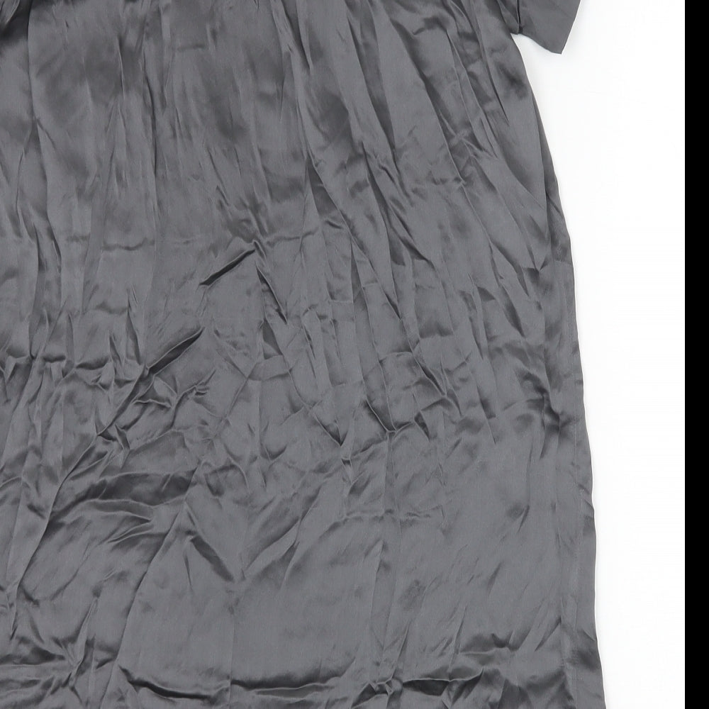 Set Womens Grey Silk Shift Size 10 Scoop Neck Pullover