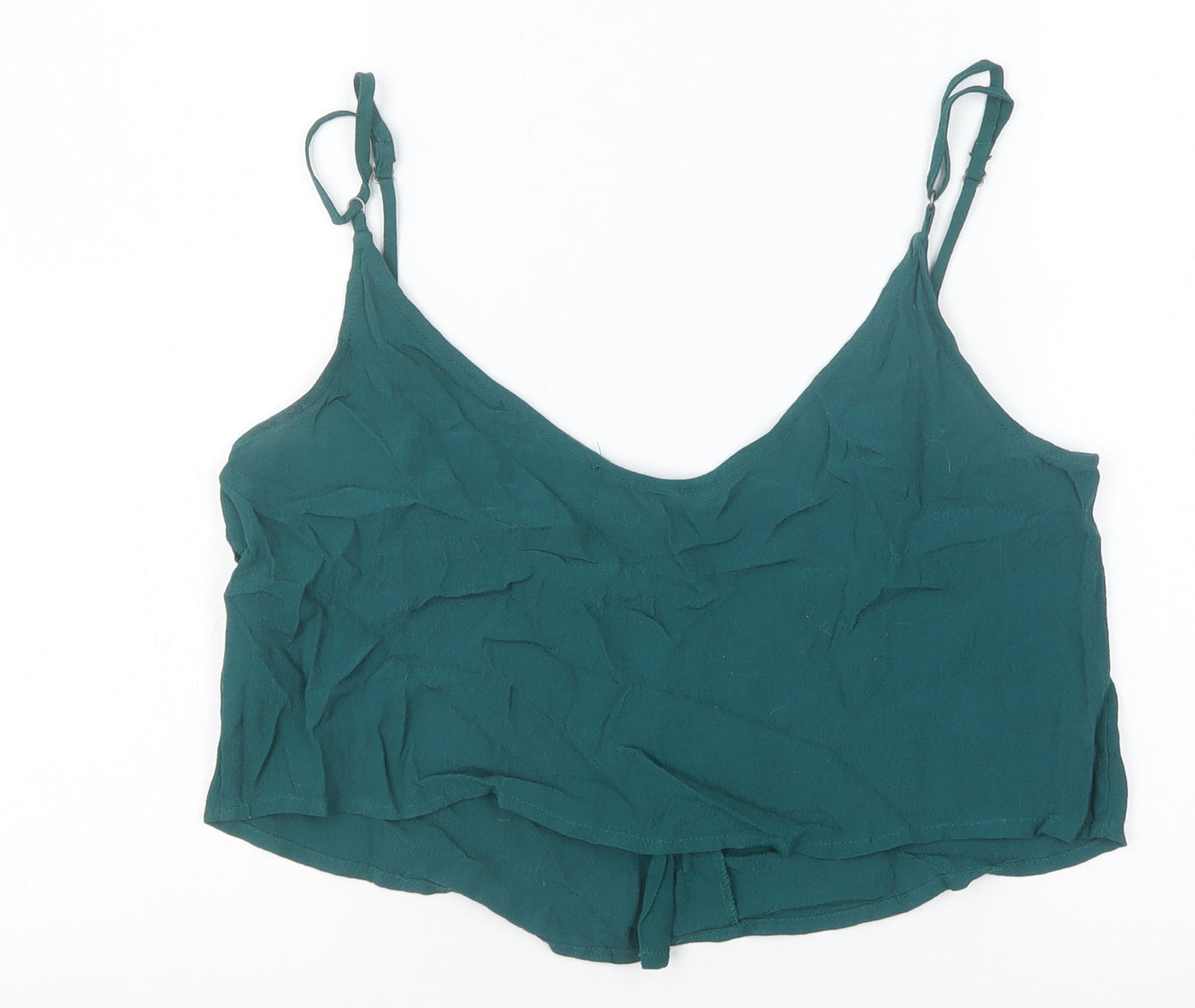 FOREVER 21 Womens Green Viscose Camisole Tank Size M Scoop Neck - Cropped