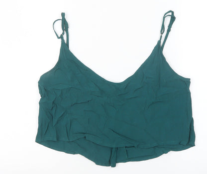 FOREVER 21 Womens Green Viscose Camisole Tank Size M Scoop Neck - Cropped