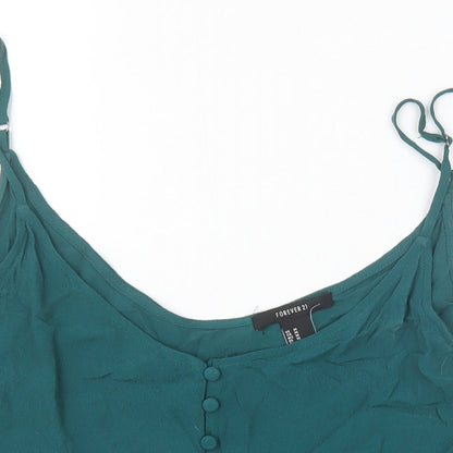 FOREVER 21 Womens Green Viscose Camisole Tank Size M Scoop Neck - Cropped