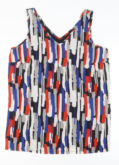 Matalan Womens Multicoloured Geometric Polyester Tunic Tank Size 14 V-Neck