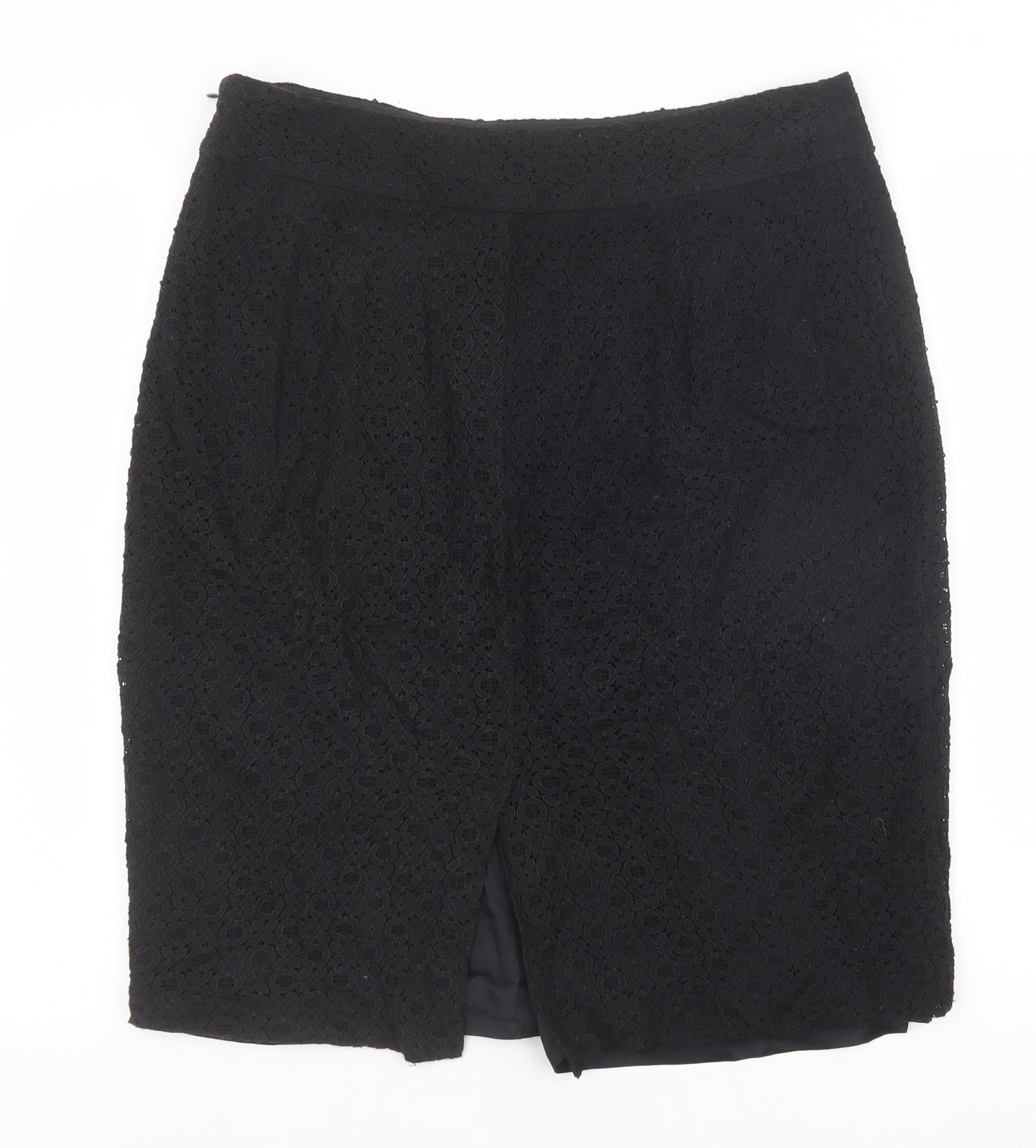 Monsoon Womens Black Geometric Cotton Mini Skirt Size 14 Zip
