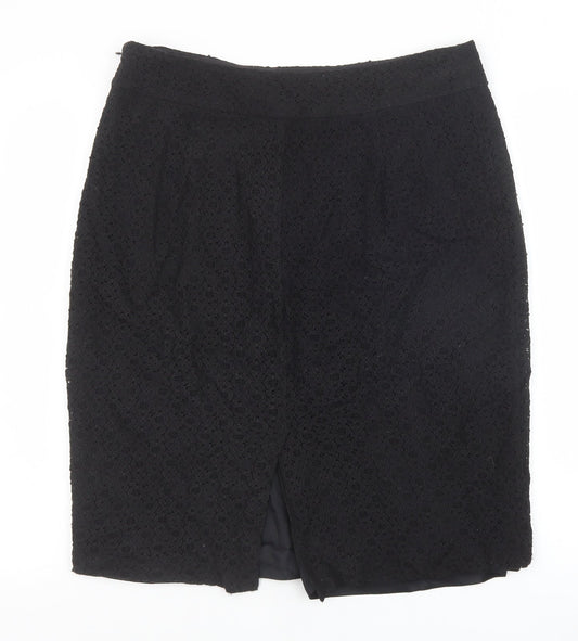 Monsoon Womens Black Geometric Cotton Mini Skirt Size 14 Zip