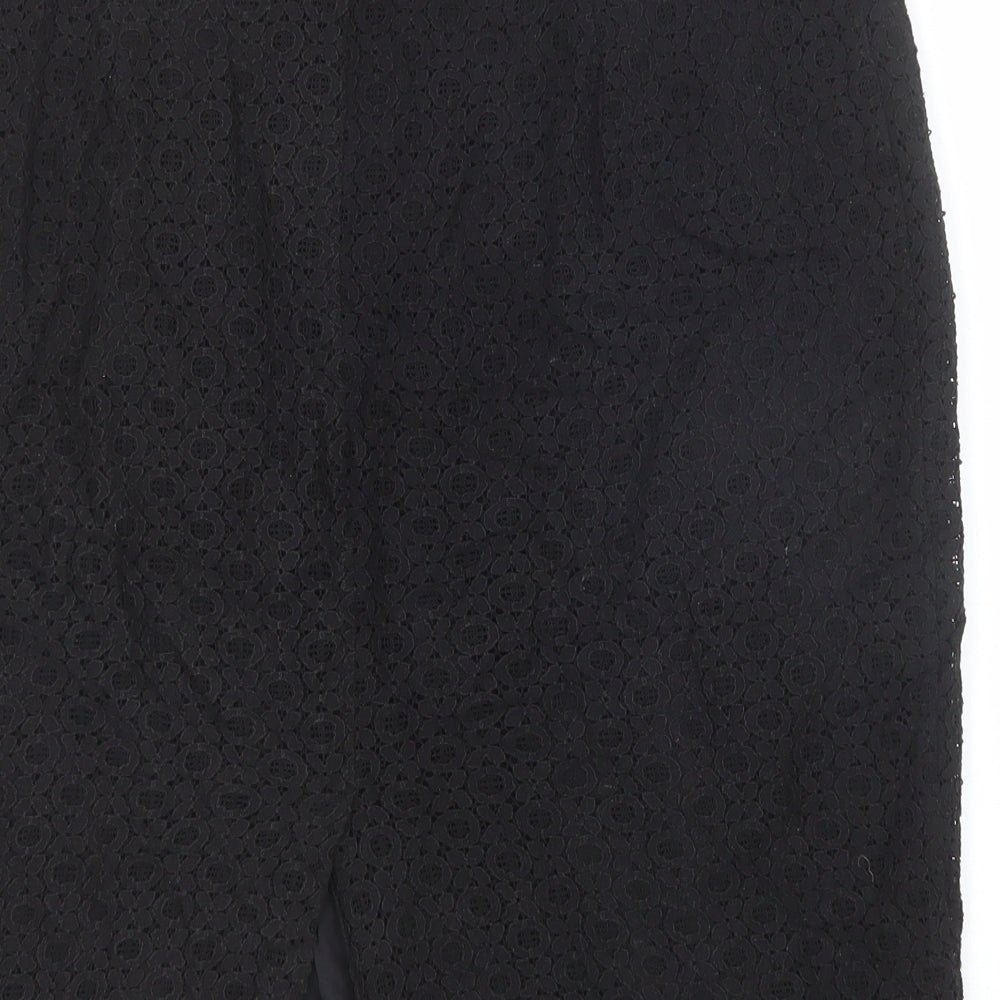 Monsoon Womens Black Geometric Cotton Mini Skirt Size 14 Zip