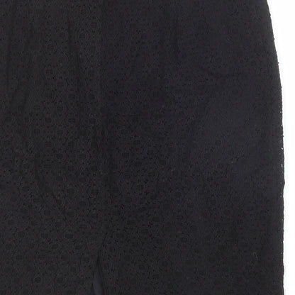 Monsoon Womens Black Geometric Cotton Mini Skirt Size 14 Zip