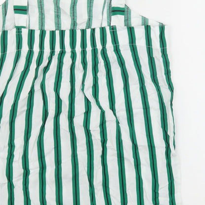 Matalan Womens Green Striped Viscose Basic Tank Size 14 Square Neck