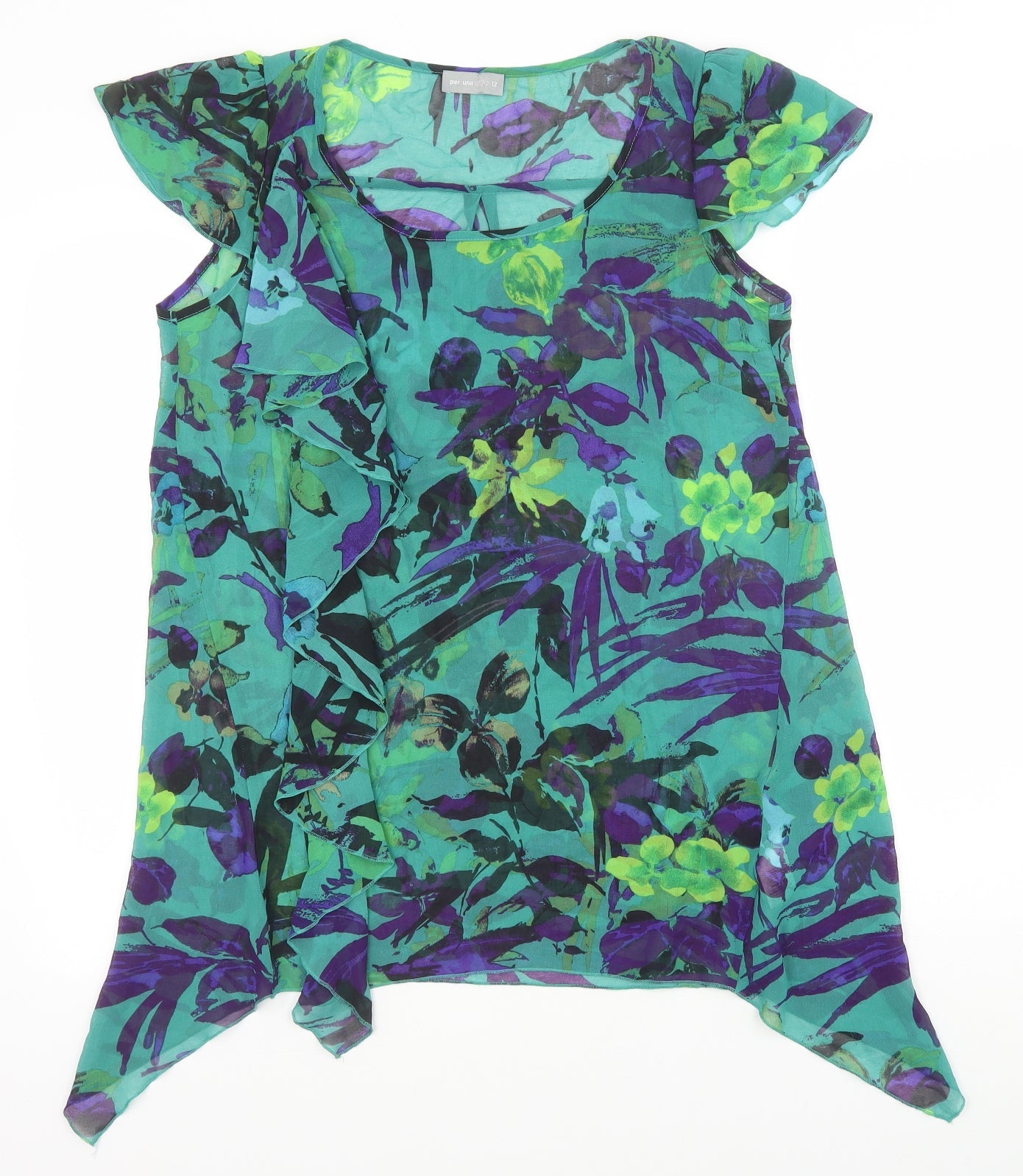 Womens UK Size 12 Marks and Spencer Green Tunic Blouse