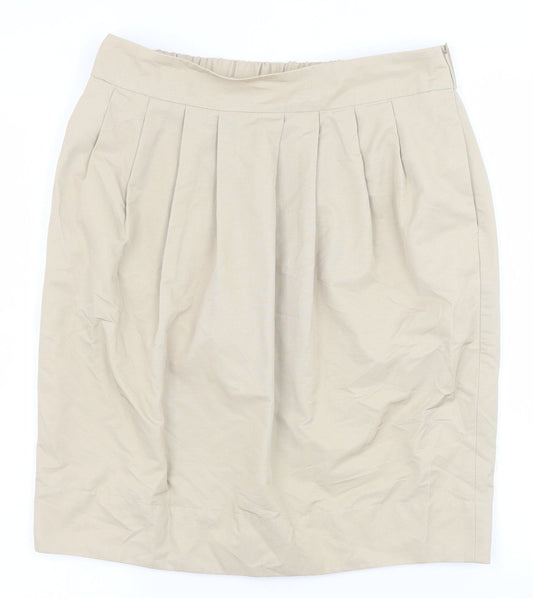 John Lewis Womens Beige Cotton Tulip Skirt Size 12 Zip