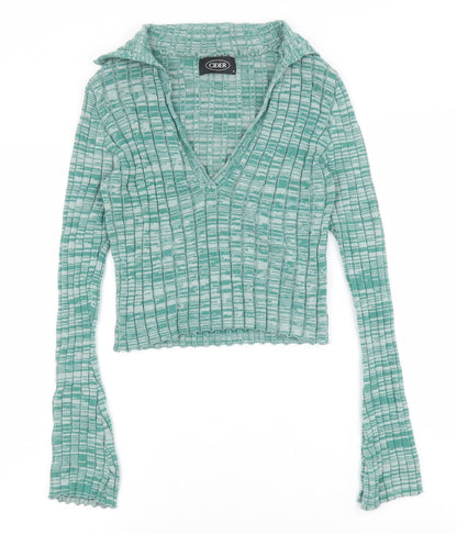Cider Womens Green V-Neck Polyester Pullover Jumper Size S Pullover