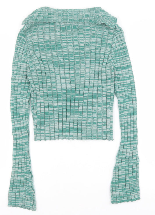 Cider Womens Green V-Neck Polyester Pullover Jumper Size S Pullover